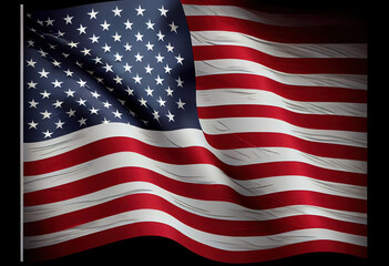 Obraz premium Roses and USA flag on wooden background. Symbol of America. Generative Ai