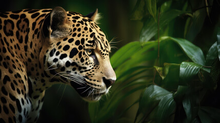 Jungle Leopard Jaguar Wallpaper Background AI generative