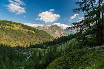 Fototapeta na wymiar The beautiful mountains and lakes over La Thuile in a summer day
