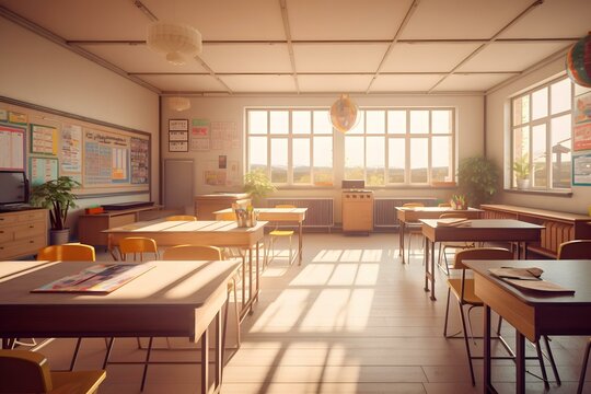 class room in the school with stuff professional photography ai generated