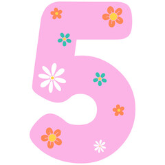 Number 5 flowers background.