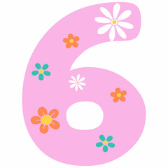 Number 6 flowers background.