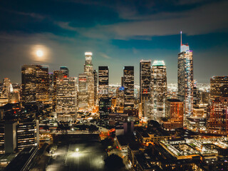Los Angeles at night. Downtown LA night Los Angeles sunset skyline California. 