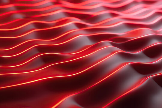 Generative AI illustration of computer generated image of wavy lines red tones