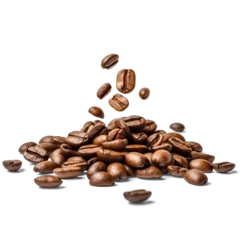 Foto op Plexiglas Falling coffee beans isolated on a white or transparent background, png © Medard