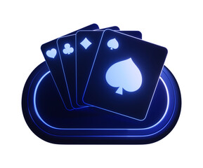 neon glowing paying cards casino