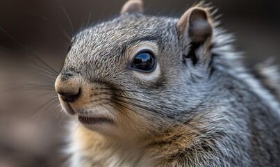  a close up of a squirrel with a blurry background.  generative ai