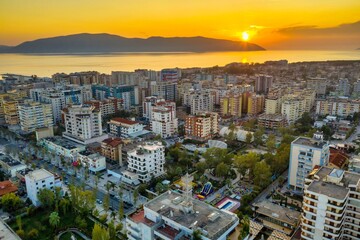 Fototapeta na wymiar Sunset in city of Vlore Albania
