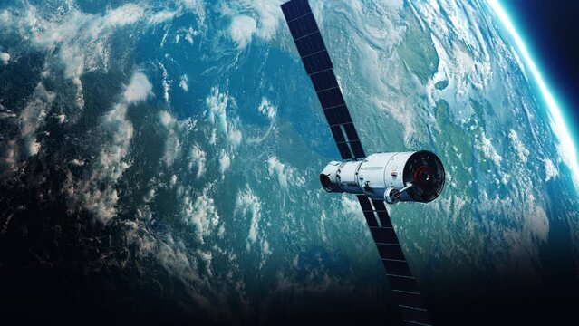 artificial earth satellite in orbit planet earth