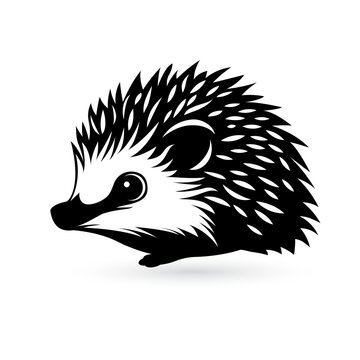 Silhouetted hedgehog logo on a white background, featuring a black hedgehog in the style of characterized animals.