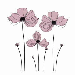Vibrant anemone illustrations in different poses, adding energy to any project.