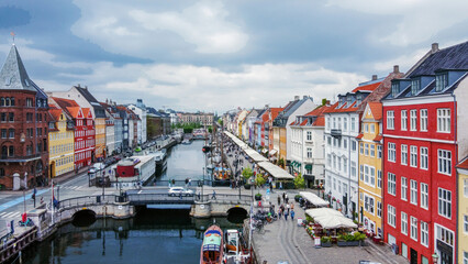 Fototapeta na wymiar Famous travel district of Copenhagen - Nyhavn (New Harbor)