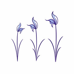 Fototapeta na wymiar Contemporary interpretations of bluebell flowers, embracing simplicity in outline style.