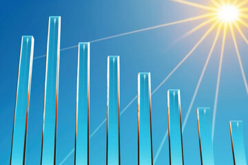 Fototapeta premium ai generated Illustration blue sky chart,Abstract graphs and statistics in a modern city sky.