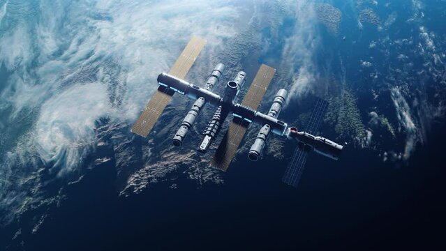 docking of a spacecraft with a space station in orbit Planet Earth