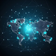 Fototapeta na wymiar Generative AI World map connected social network globalization busines