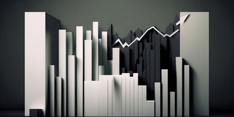 Obraz premium ai generated Illustration wall street stock exchange bar chart by papaer craft