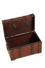 open treasure case on white background