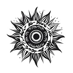 Naklejka premium Abstract black and white sun illustration, AI generated