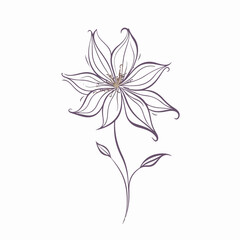 Whimsical clematis illustration with a hand-drawn feel.