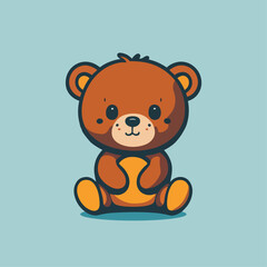 Cartoon illustration of baby bear, can be use as logo