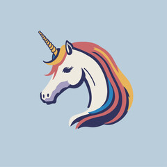 Simple Illustration of Head of Unicorn in flat design, can be use as logo