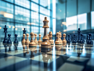Chess board as an analogy to strategical decisions in business environment. Generative AI