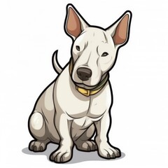 Generative AI sticker toon sticker toon bull terrier white background 