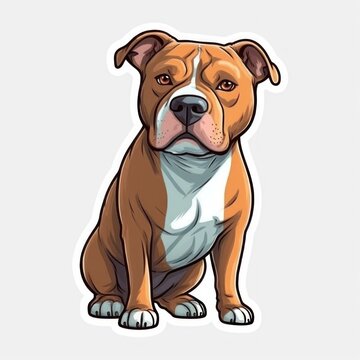 Generative AI sticker cartoon pit bull