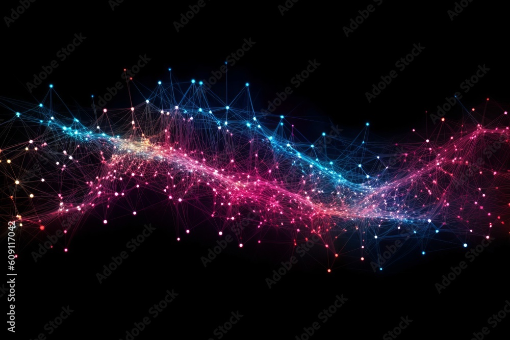 Poster abstract futuristic, network connection fiber optic, transmission line, hop to hop delivery, node to