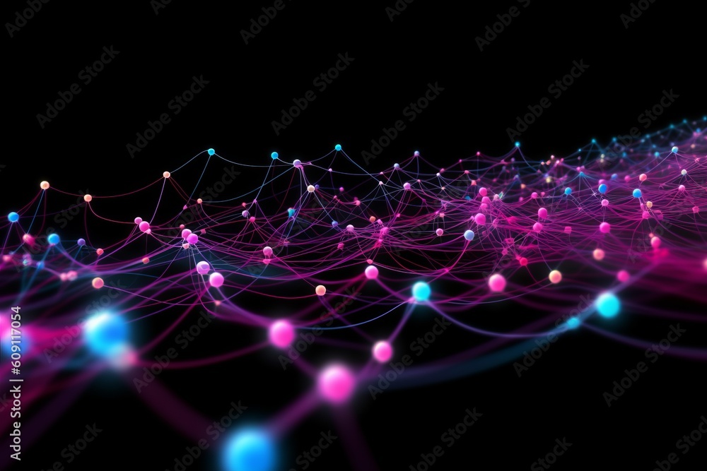 Poster abstract futuristic, network connection fiber optic, transmission line, hop to hop delivery, node to