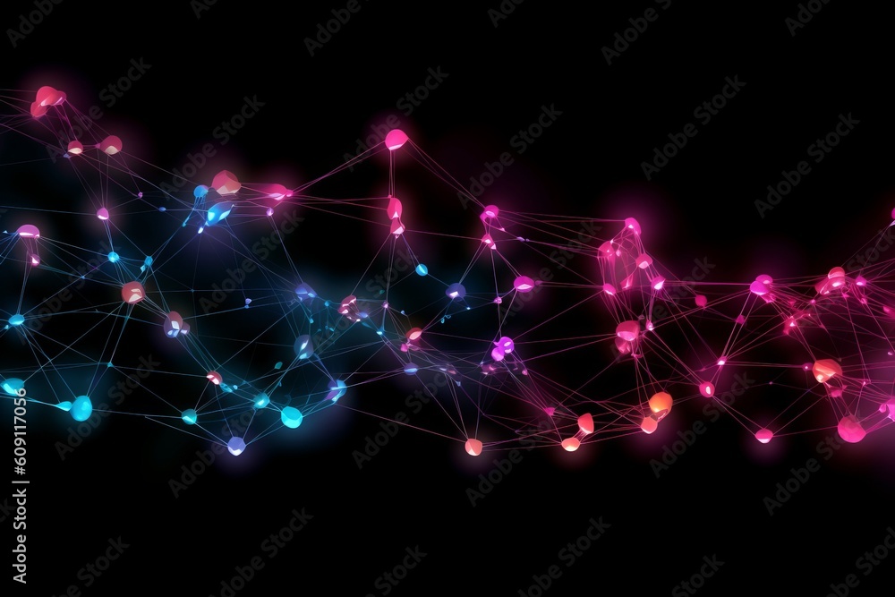 Aufkleber abstract futuristic, network connection fiber optic, transmission line, hop to hop delivery, node to