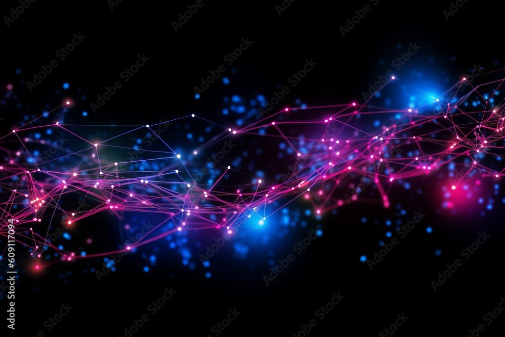 Aufkleber abstract futuristic, network connection fiber optic, transmission line, hop to hop delivery, node to