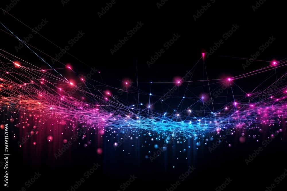 Poster abstract futuristic, network connection fiber optic, transmission line, hop to hop delivery, node to