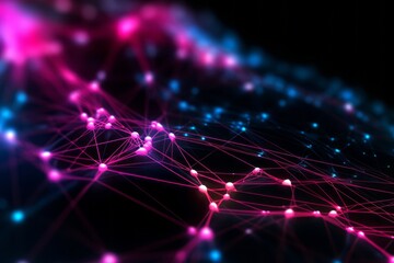 Obraz premium Abstract futuristic, Network connection fiber optic, Transmission line, hop to hop delivery, node to node, Abstract concept of network technology. Generative AI.