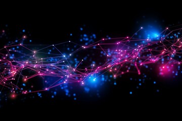 Abstract futuristic, Network connection fiber optic, Transmission line, hop to hop delivery, node to node, Abstract concept of network technology. Generative AI.