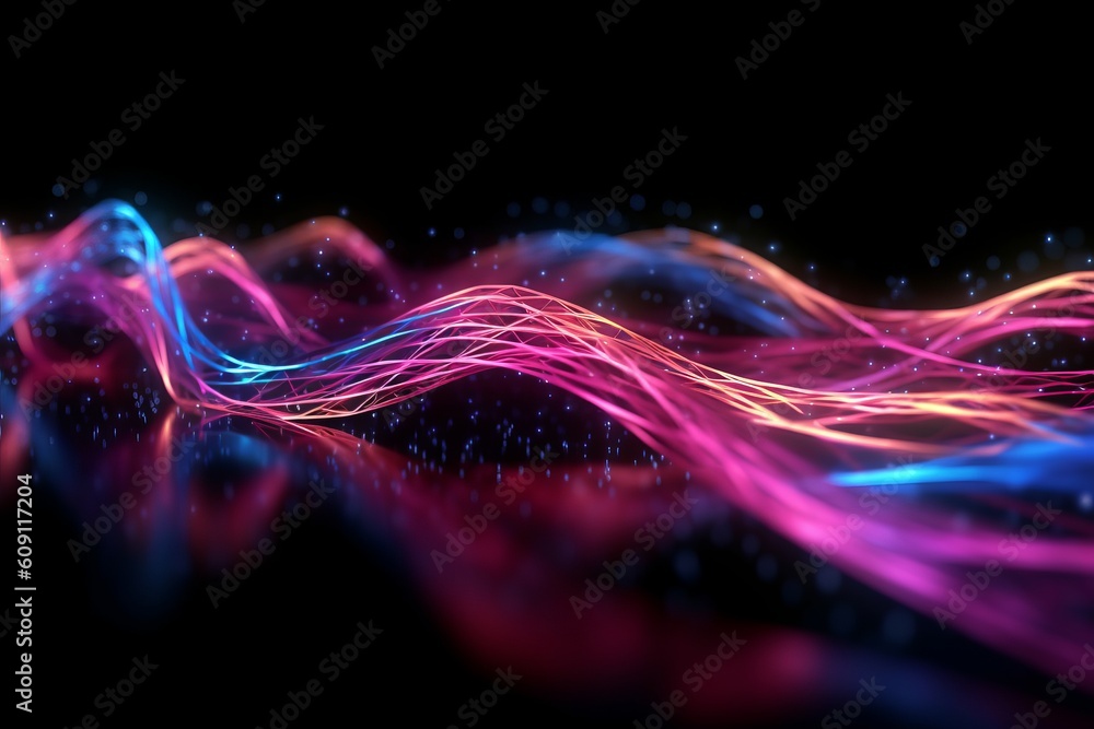 Poster abstract futuristic, network connection fiber optic, transmission line, hop to hop delivery, node to