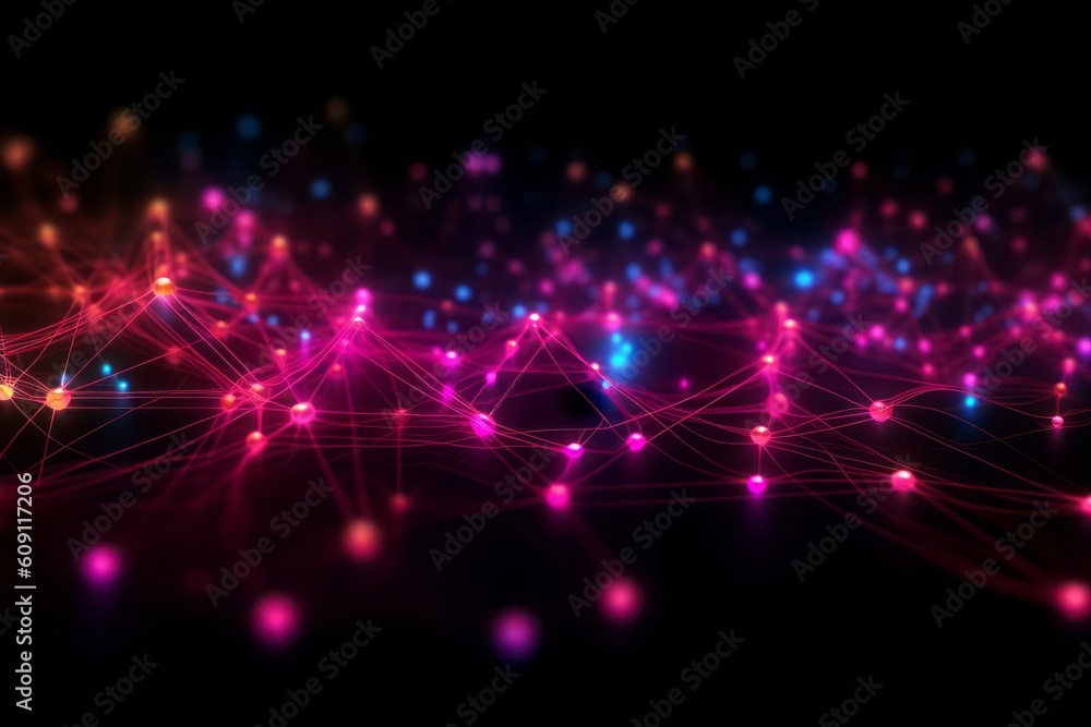 Poster abstract futuristic, network connection fiber optic, transmission line, hop to hop delivery, node to