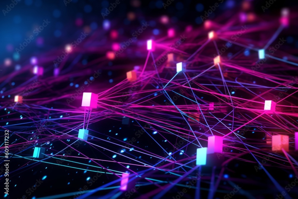 Aufkleber abstract futuristic, network connection fiber optic, transmission line, hop to hop delivery, node to