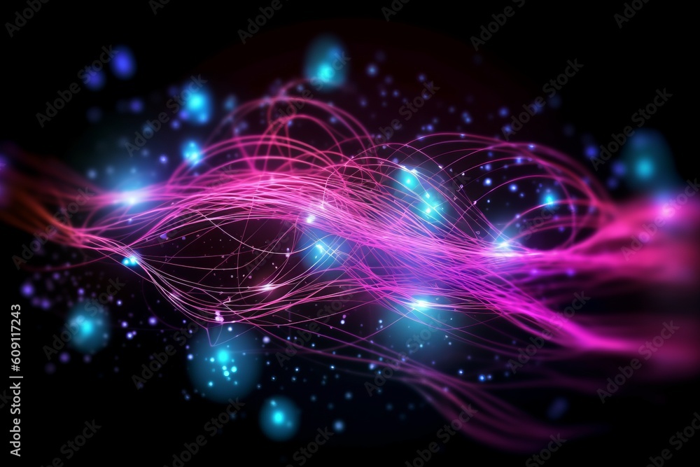 Aufkleber abstract futuristic, network connection fiber optic, transmission line, hop to hop delivery, node to