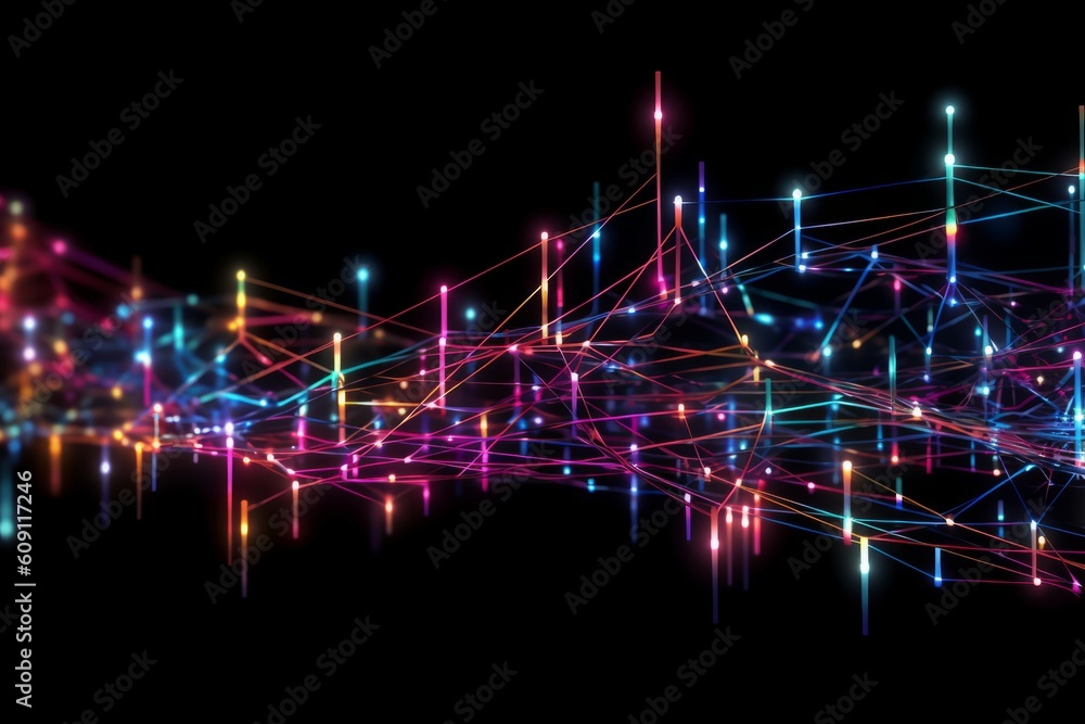 Aufkleber abstract futuristic, network connection fiber optic, transmission line, hop to hop delivery, node to