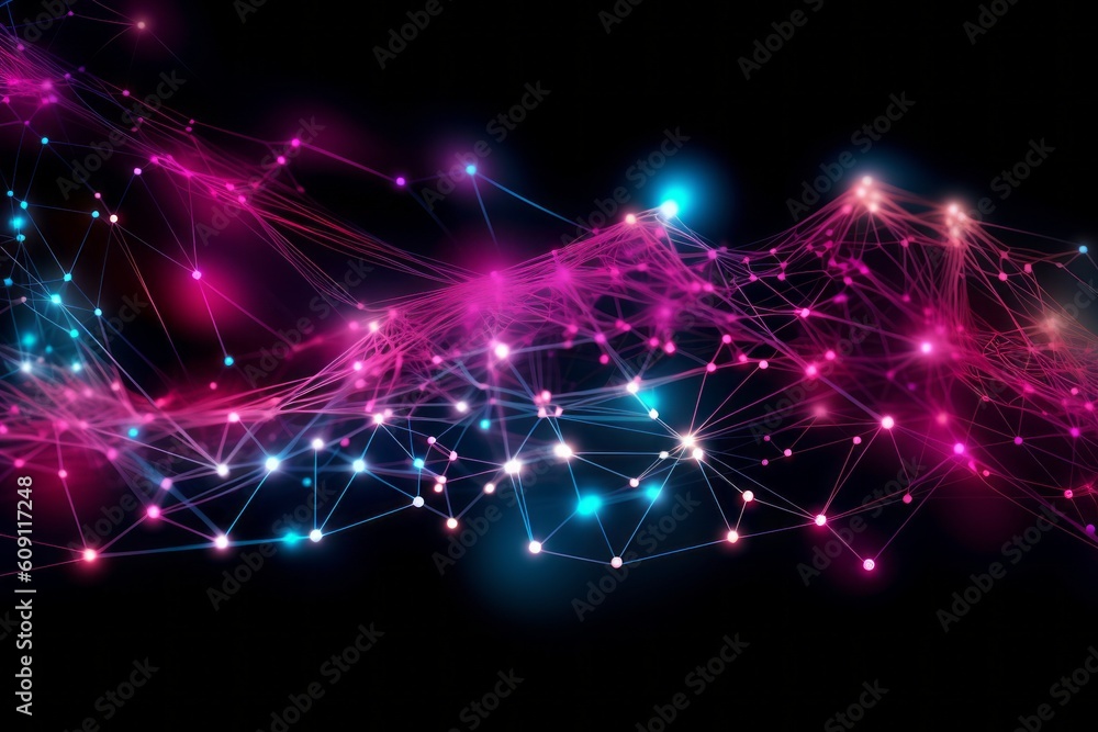Aufkleber abstract futuristic, network connection fiber optic, transmission line, hop to hop delivery, node to