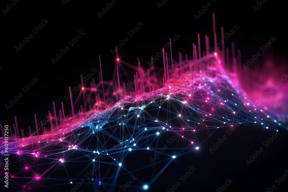Aufkleber abstract futuristic, network connection fiber optic, transmission line, hop to hop delivery, node to