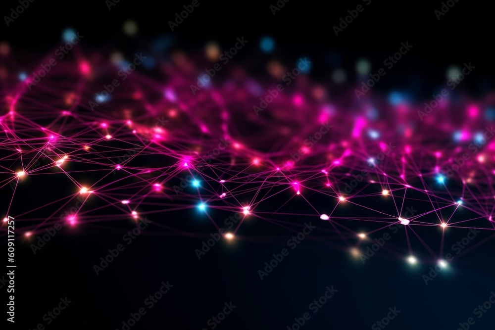 Aufkleber abstract futuristic, network connection fiber optic, transmission line, hop to hop delivery, node to