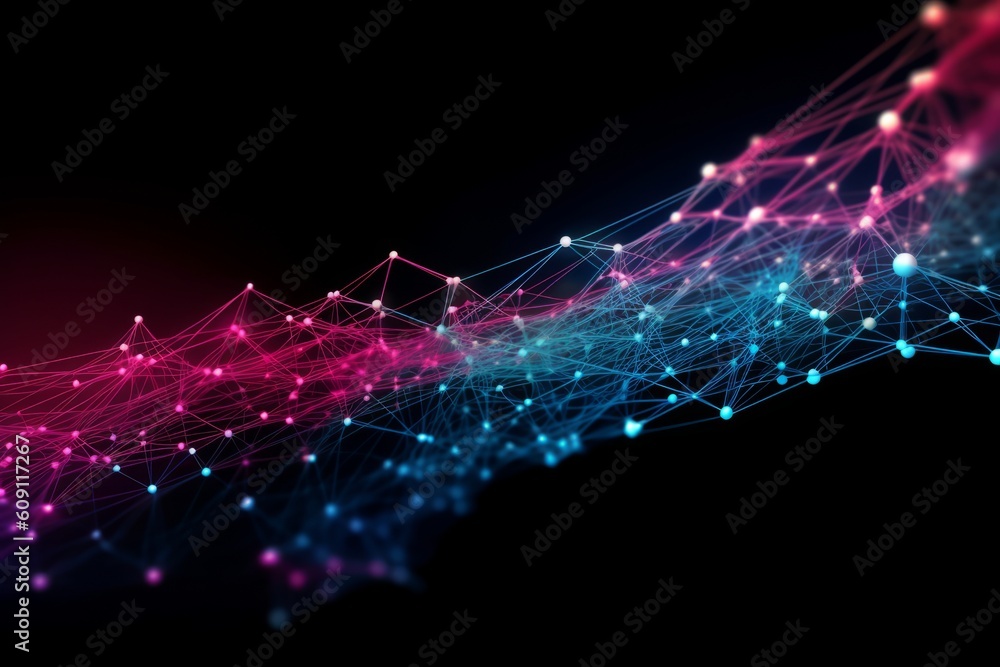 Aufkleber abstract futuristic, network connection fiber optic, transmission line, hop to hop delivery, node to