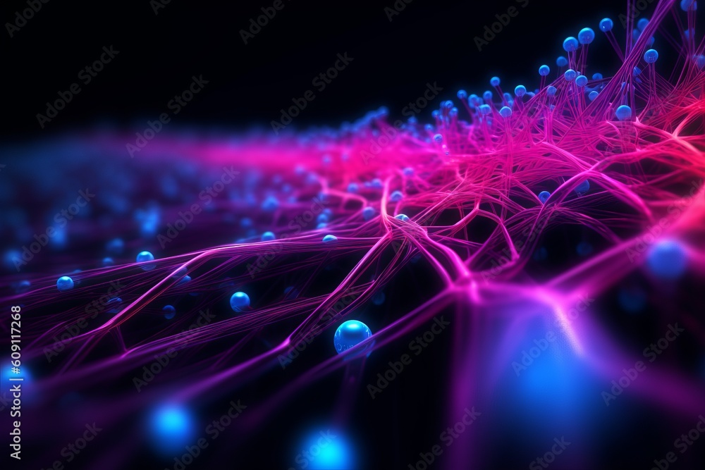 Aufkleber abstract futuristic, network connection fiber optic, transmission line, hop to hop delivery, node to