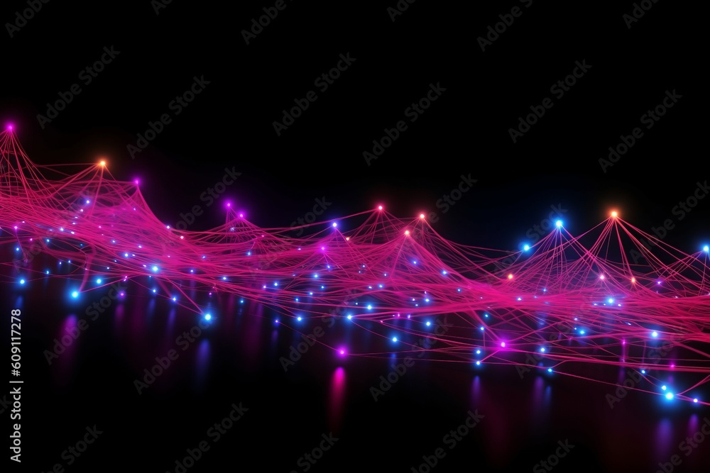 Aufkleber abstract futuristic, network connection fiber optic, transmission line, hop to hop delivery, node to