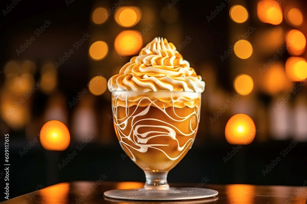 Wall mural Vienna coffee in a tall glass with whipped cream. Generative AI illustration