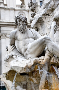 Detail of the Fountain of the Four Rivers - Piazza Navona - Rome.