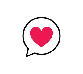 Heart in a Speech Bubble Icon, Love Message Symbol, Romantic Chat Concept